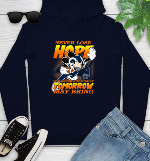 Los Angeles Rams NFL Football Mickey Disney Never Lose Hope Youth Hoodie 3