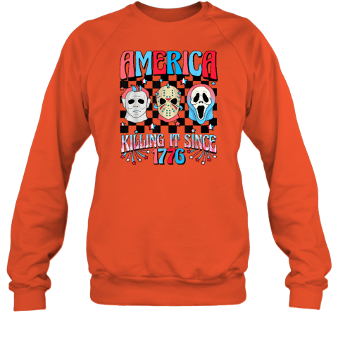 Funny America Killing IT Since 1776 Horror 4th Of July USA Sweatshirt 2