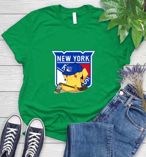 NHL Pikachu Hockey Sports New York Rangers Women's T-Shirt 6