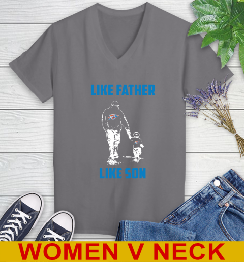 Oklahoma City Thunder NBA Basketball Like Father Like Son Sports Women's V-Neck T-Shirt 11