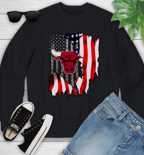 Chicago Bulls NBA Basketball American Flag Youth Sweatshirt