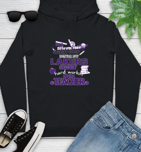 Los Angeles Lakers NBA I'm A Difference Making Student Caring Basketball Loving Kinda Teacher Youth Hoodie