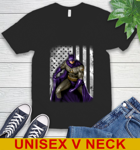 Minnesota Vikings NFL Football Batman DC American Flag Shirt V-Neck T-Shirt