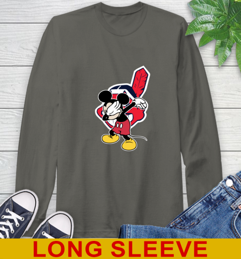 Cleveland Indians MLB Baseball Dabbing Mickey Disney Sports Long Sleeve T-Shirt 8