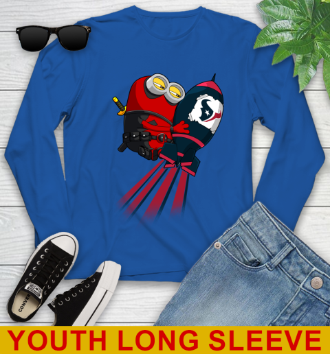 NFL Football Houston Texans Deadpool Minion Marvel Shirt Youth Long Sleeve 10