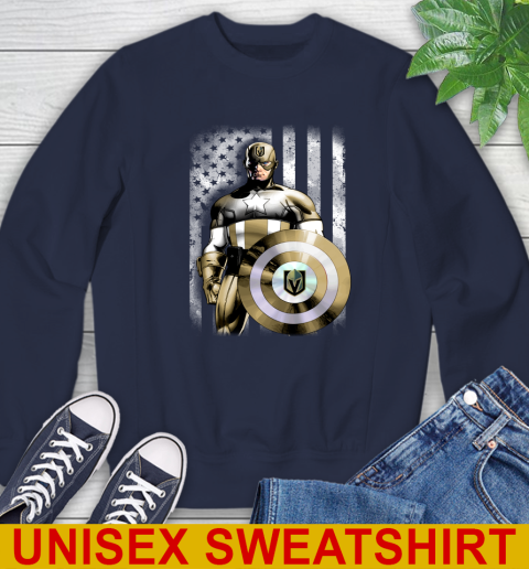 Vegas Golden Knights NHL Hockey Captain America Marvel Avengers American Flag Shirt Sweatshirt 2