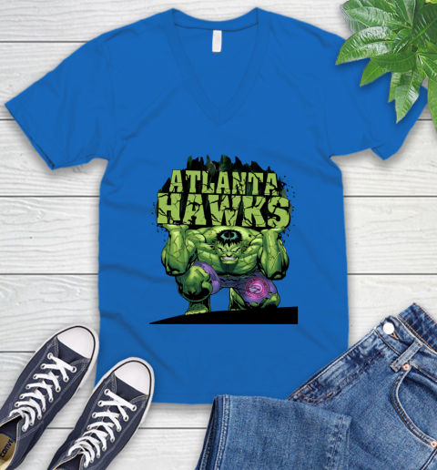 Atlanta Hawks NBA Basketball Incredible Hulk Marvel Avengers Sports V-Neck T-Shirt 6