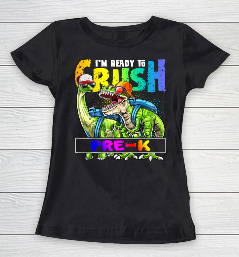Next Level t shirts I m Ready To Crush Pre K T Rex Dino Holding Pencil Back To School Women's T-Shirt