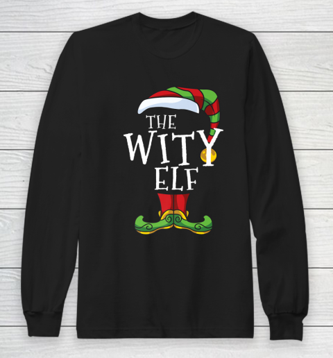 Witty Elf Family Matching Christmas Group Funny Pajama Long Sleeve T-Shirt