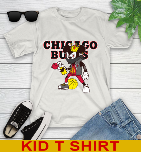 Chicago Bulls NBA Basketball Mickey Peace Sign Sports Youth T-Shirt 12