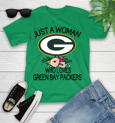 NFL Just A Woman Who Loves Green Bay Packers Football Sports Youth T-Shirt 3
