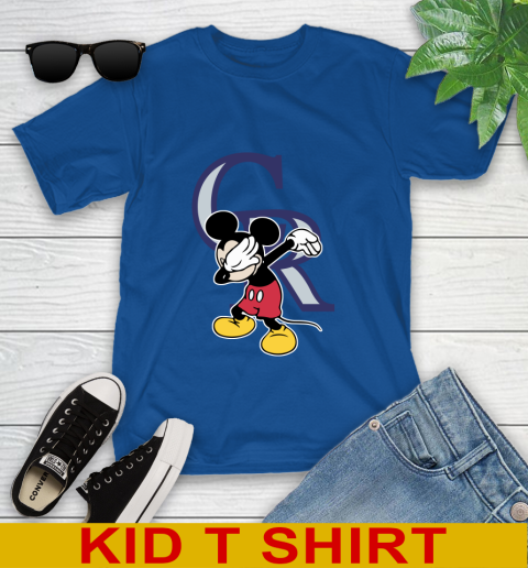 Colorado Rockies MLB Baseball Dabbing Mickey Disney Sports Youth T-Shirt 9