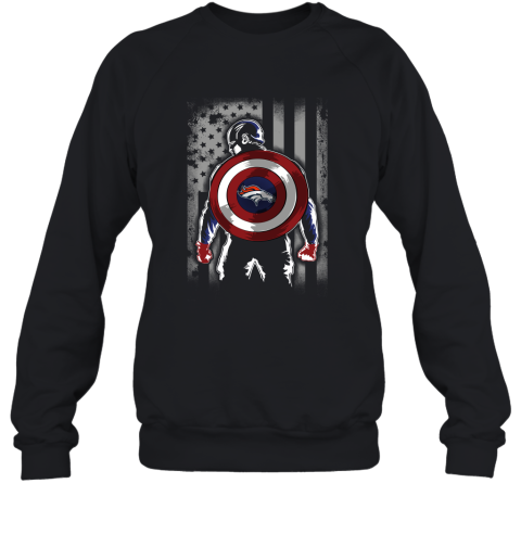 NFL Denver Broncos Captain America Marvel Flag Football Sports KV0sU8vEIxT sweatshirt 35 95 151514 front black