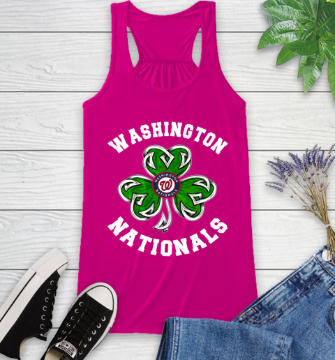 MLB Washington Nationals Three Leaf Clover St Patrick's Day Baseball Sports Racerback Tank 7