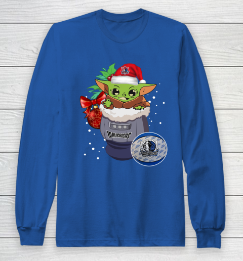 Dallas Mavericks Christmas Baby Yoda Star Wars Funny Happy NBA Long Sleeve T-Shirt 9