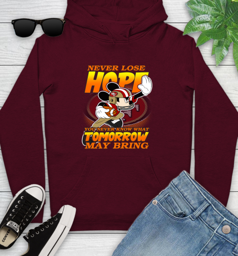 San Francisco 49ers NFL Football Mickey Disney Never Lose Hope Youth Hoodie 7