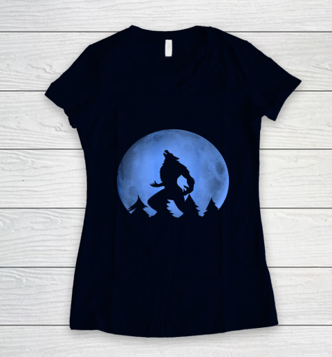 Werewolf Blue Moon wolf full moon on Halloween costume 2020 Women's V-Neck T-Shirt 2