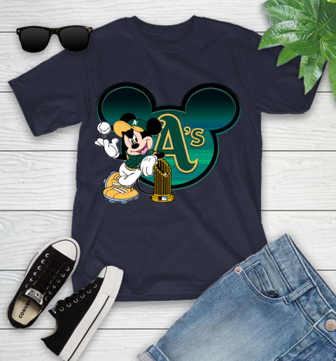 MLB Oakland Athletics The Commissioner's Trophy Mickey Mouse Disney Youth T-Shirt 3