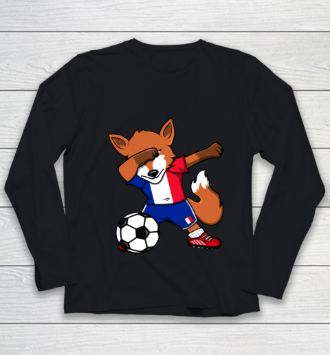 Dabbing Fox France Soccer Fans Jersey French Football Lovers Youth Long Sleeve