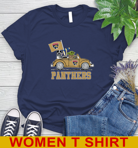 NHL Hockey Florida Panthers Darth Vader Baby Yoda Driving Star Wars Shirt Women's T-Shirt 12