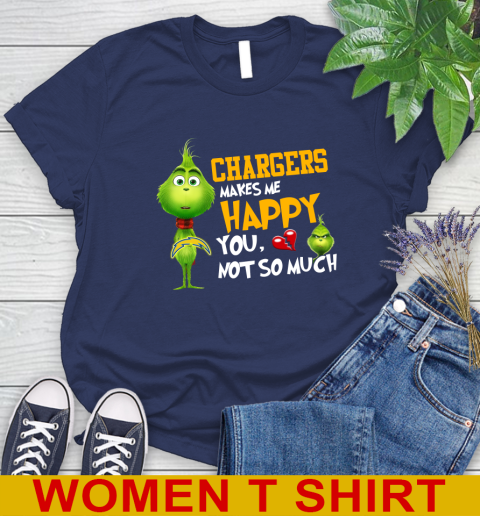 NFL Los Angeles Chargers Makes Me Happy You Not So Much Grinch Football Sports Women's T-Shirt 12