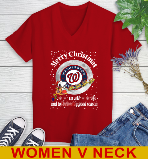 Washington Nationals Merry Christmas To All And To Nationals A Good Season MLB Baseball Sports Women's V-Neck T-Shirt 10