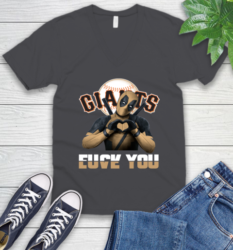 MLB San Francisco Giants Deadpool Love You Fuck You Baseball Sports V-Neck T-Shirt 4