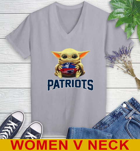 NFL Football New England Patriots Baby Yoda Star Wars Shirt Women's V-Neck T-Shirt 5