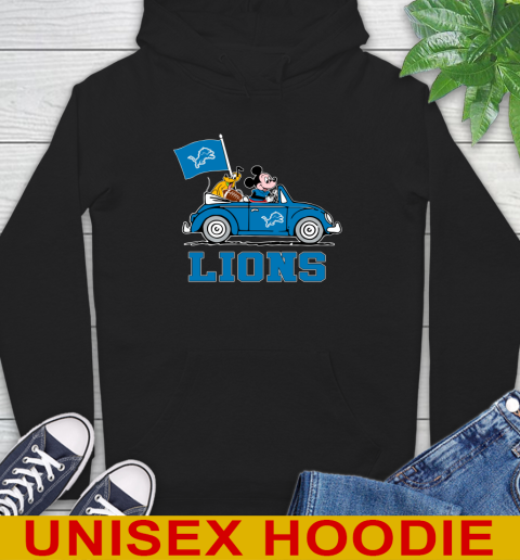 NFL Football Detroit Lions Pluto Mickey Driving Disney Shirt Hoodie 2