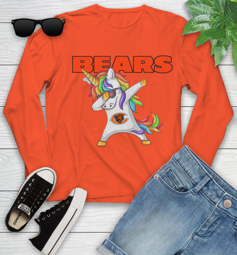 Chicago Bears NFL Football Funny Unicorn Dabbing Sports Youth Long Sleeve 4