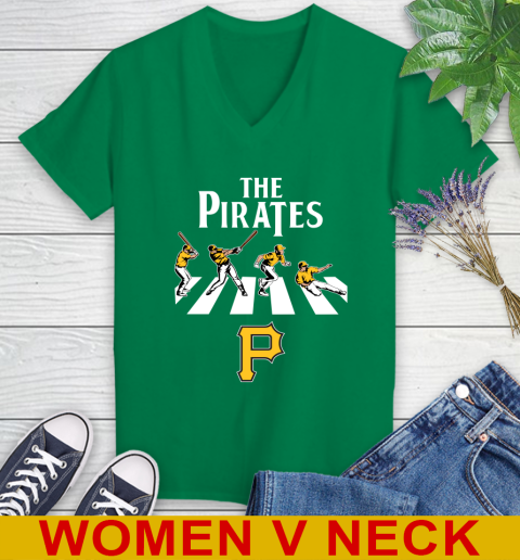 MLB Baseball Pittsburgh Pirates The Beatles Rock Band Shirt Women's V-Neck T-Shirt 5
