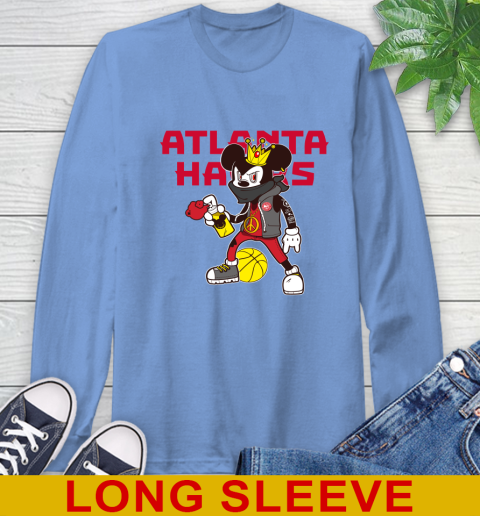 Atlanta Hawks NBA Basketball Mickey Peace Sign Sports Long Sleeve T-Shirt 11