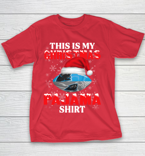 Carolina Panthers This Is My Christmas Pajama Shirt NFL Youth T-Shirt 7