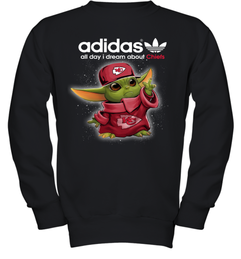 Baby Yoda Adidas All Day I Dream About Kansas City Chiefs Youth Sweatshirt