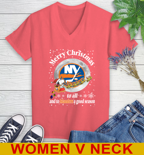 New York Islanders Merry Christmas To All And To Islanders A Good Season NHL Hockey Sports Women's V-Neck T-Shirt 6