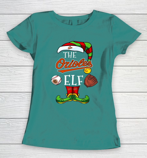 Baltimore Orioles Christmas ELF Funny MLB Women's T-Shirt 10