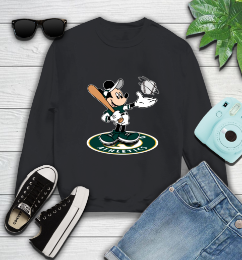 MLB Baseball Oakland Athletics Cheerful Mickey Disney Shirt Sweatshirt