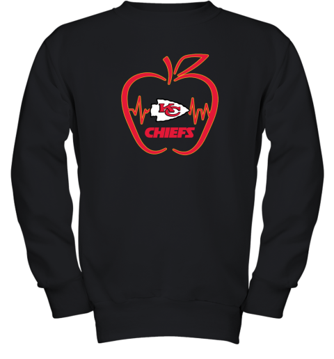 Apple Heartbeat Teacher Symbol Kansas city chiefs Youth Sweatshirt