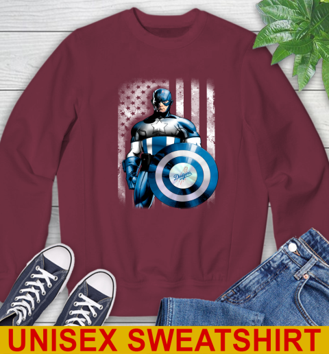 Los Angeles Dodgers MLB Baseball Captain America Marvel Avengers American Flag Shirt Sweatshirt 6