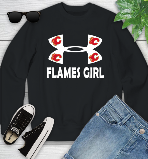 NHL Calgary Flames Girl Under Armour Hockey Sports Youth Sweatshirt
