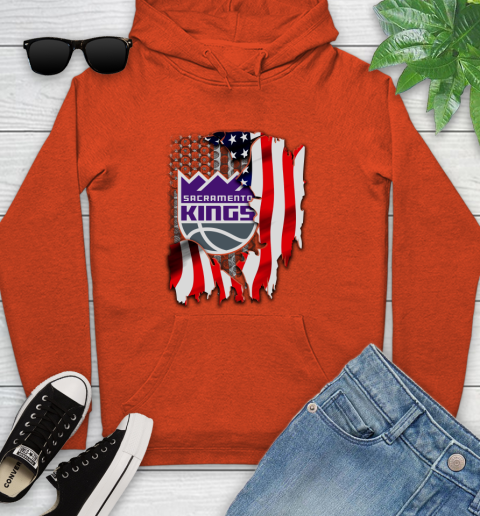 Sacramento Kings NBA Basketball American Flag Youth Hoodie 4