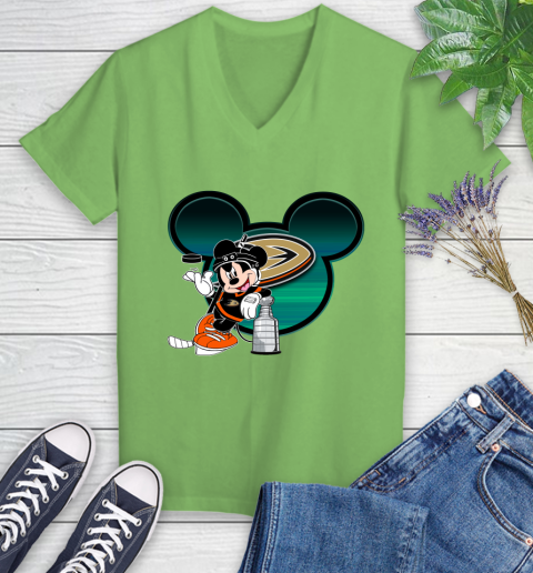 NHL Anaheim Ducks Stanley Cup Mickey Mouse Disney Hockey T Shirt Women's V-Neck T-Shirt 11