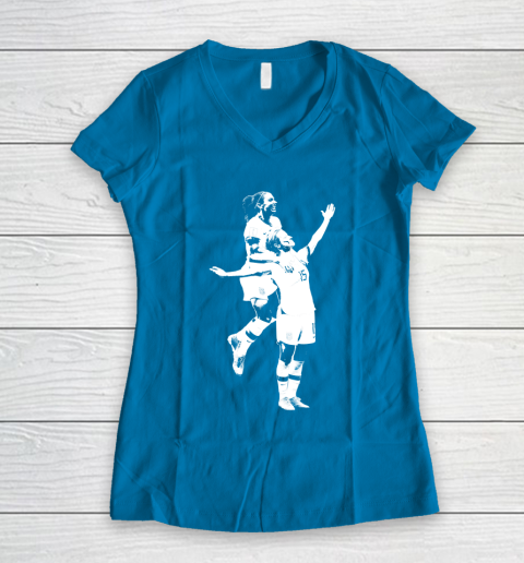 Megan Rapinoe and Alex Morgan Victory Pose  The White Stencil Women's V-Neck T-Shirt 5