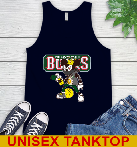 Milwaukee Bucks NBA Basketball Mickey Peace Sign Sports Tank Top 3