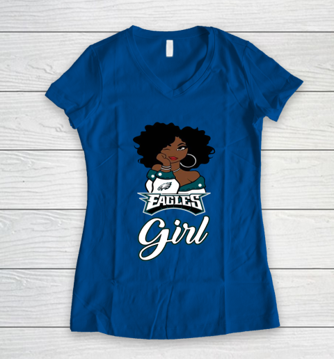 Philadelphia Eagles Girl NFL Women's V-Neck T-Shirt 9