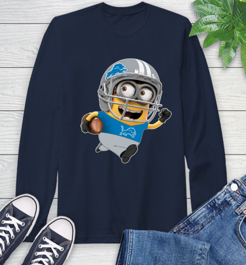 NFL Detroit Lions Minions Disney Football Sports Long Sleeve T-Shirt 4