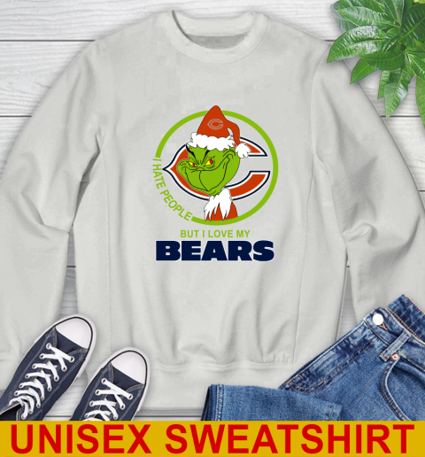 Chicago Bears NFL Christmas Grinch I Hate People But I Love My Favorite Football Team Sweatshirt 5