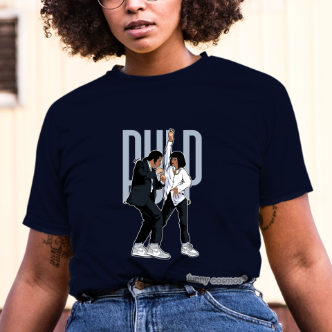 Air Jordan 1 Racer Blue Matching Sneaker Tshirt Pulp Fiction Dance Blue and White Jordan Tshirt