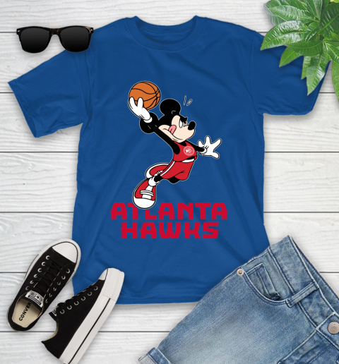 NBA Basketball Atlanta Hawks Cheerful Mickey Mouse Shirt Youth T-Shirt 9