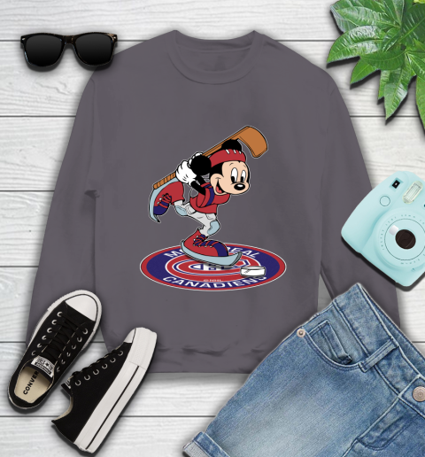 NHL Hockey Montreal Canadiens Cheerful Mickey Disney Shirt Youth Sweatshirt 5